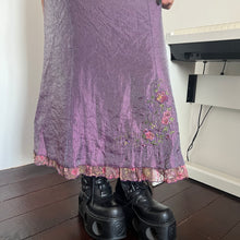 Load image into Gallery viewer, Oriental Purple Shimmer Organza Floral Bottom Long Maxi Skirt
