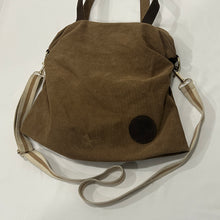 Load image into Gallery viewer, Brown Canvas Scrunched Cross Body Bag
