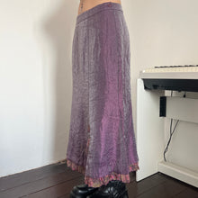 Load image into Gallery viewer, Oriental Purple Shimmer Organza Floral Bottom Long Maxi Skirt
