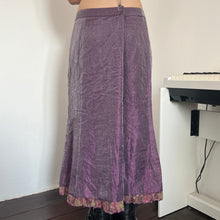 Load image into Gallery viewer, Oriental Purple Shimmer Organza Floral Bottom Long Maxi Skirt
