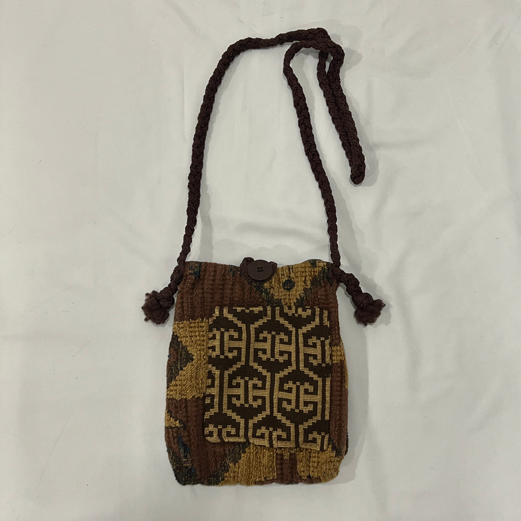 Handmade Brown Hippie Button Small Bag