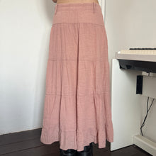 Load image into Gallery viewer, Light Pink Soft Cotton Tier Long Maxi Skirt
