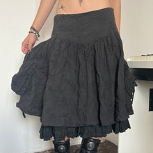 Load image into Gallery viewer, Black Eyelet Embroidery Fairy Layers Side Pocket Long Maxi Midi Skirt
