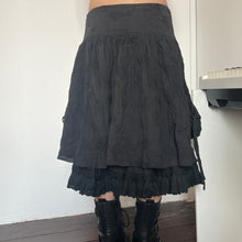 Load image into Gallery viewer, Black Eyelet Embroidery Fairy Layers Side Pocket Long Maxi Midi Skirt
