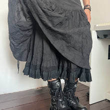 Load image into Gallery viewer, Black Eyelet Embroidery Fairy Layers Side Pocket Long Maxi Midi Skirt
