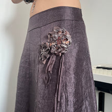 Load image into Gallery viewer, 90s/00s Brown Purple Organza Panels Flower Long Maxi Skirt
