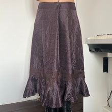 Load image into Gallery viewer, 90s/00s Brown Purple Organza Panels Flower Long Maxi Skirt
