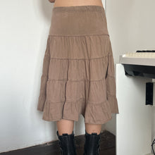 Load image into Gallery viewer, Soft Brown Cotton Tier Midi Skirt
