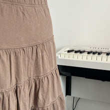 Load image into Gallery viewer, Soft Brown Cotton Tier Midi Skirt
