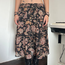 Load image into Gallery viewer, Black Hippie Mesh Tier Long Maxi Skirt
