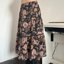 Load image into Gallery viewer, Black Hippie Mesh Tier Long Maxi Skirt
