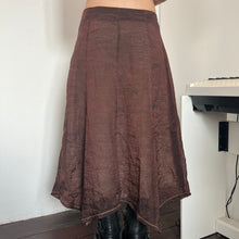 Load image into Gallery viewer, Brown Floral Organza Assymetrical Panels Long Maxi Skirt
