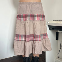 Load image into Gallery viewer, Brown Tier Red Grey Plaid Long Maxi Skirt
