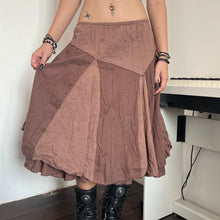 Load image into Gallery viewer, Brown Duo Eyelet Assymetrical Long Maxi Midi Skirt
