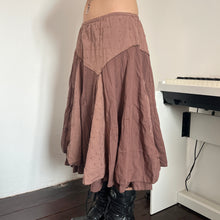 Load image into Gallery viewer, Brown Duo Eyelet Assymetrical Long Maxi Midi Skirt
