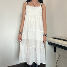 Load image into Gallery viewer, White Soft Cotton Shirred Fairy Tier Long Maxi Skirt Dress
