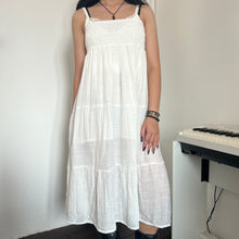 Load image into Gallery viewer, White Soft Cotton Shirred Fairy Tier Long Maxi Skirt Dress
