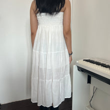 Load image into Gallery viewer, White Soft Cotton Shirred Fairy Tier Long Maxi Skirt Dress
