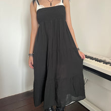 Load image into Gallery viewer, Black Soft Cotton Shirred Fairy Tier Long Maxi Skirt Dress
