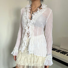 Load image into Gallery viewer, White Feather Lace Fairy Long Sleeves Top
