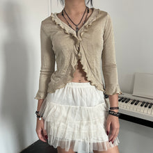 Load image into Gallery viewer, Beige Brown Shimmery Ruffles Fairy Top
