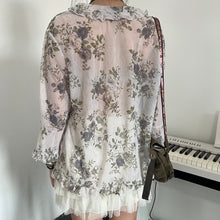 Load image into Gallery viewer, Grunge Grey Floral Lace Ruffles Fairy Top
