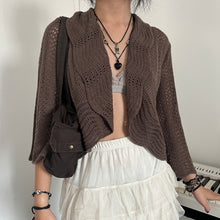 Load image into Gallery viewer, Brown Knit Drawstring Cardigan
