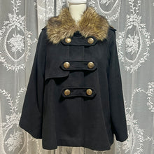 Load image into Gallery viewer, Black Couture Buttons Peacoat Brown Ombre Fur Coat
