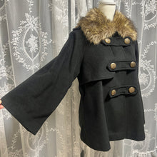 Load image into Gallery viewer, Black Couture Buttons Peacoat Brown Ombre Fur Coat
