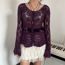 Load image into Gallery viewer, Mulberry Purple Velvey Mohair Fairy Top
