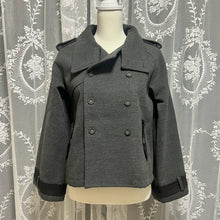 Load image into Gallery viewer, Grey Structured Chic Peacoat Collar Coat
