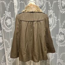 Load image into Gallery viewer, Khaki Brown Peacoat Buttons Fur Cape Coat

