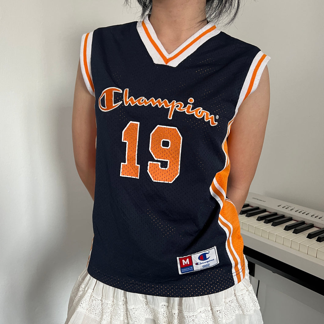 Champion Black Blue Orange Tank Jersey Shirt