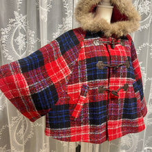 Load image into Gallery viewer, Red Blue Plaid Fur Hoodie Coat
