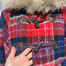 Load image into Gallery viewer, Red Blue Plaid Fur Hoodie Coat
