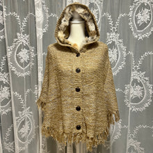 Load image into Gallery viewer, Yellow Brown Grainy Knit Fur Whimsy Cape Coat
