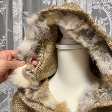 Load image into Gallery viewer, Yellow Brown Grainy Knit Fur Whimsy Cape Coat
