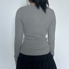 Load image into Gallery viewer, Grey Ribbed Fitting Quarter Button-Up Henley Sweater Top
