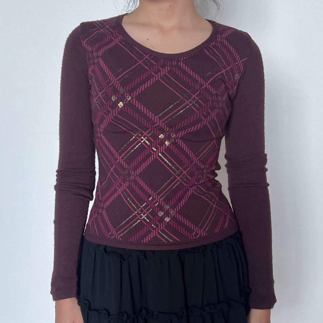 Plum Purple Argyle Sweater Top