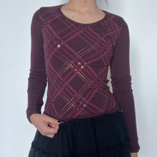 Load image into Gallery viewer, Plum Purple Argyle Sweater Top
