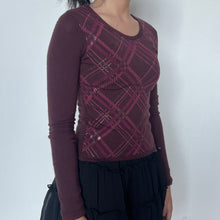 Load image into Gallery viewer, Plum Purple Argyle Sweater Top
