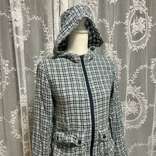 Load image into Gallery viewer, Blue Green Plaid Soft Cotton Zip Up Hoodie
