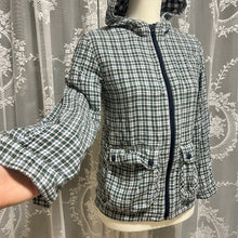 Load image into Gallery viewer, Blue Green Plaid Soft Cotton Zip Up Hoodie
