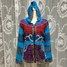 Load image into Gallery viewer, Blue Hippie Purple Red Zip Up Hoodie Jacket
