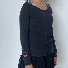 Load image into Gallery viewer, Black Arena Cinched Drawstring Waist Sweater Top
