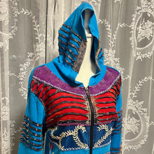 Load image into Gallery viewer, Blue Hippie Purple Red Zip Up Hoodie Jacket
