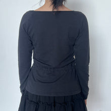 Load image into Gallery viewer, Black Arena Cinched Drawstring Waist Sweater Top
