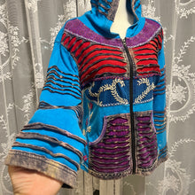 Load image into Gallery viewer, Blue Hippie Purple Red Zip Up Hoodie Jacket
