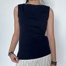 Load image into Gallery viewer, Navy Blue Buttoned Boat Neck Cotton Sleeveless Top
