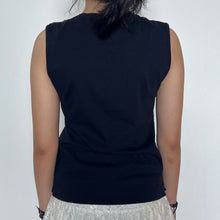 Load image into Gallery viewer, Navy Blue Buttoned Boat Neck Cotton Sleeveless Top
